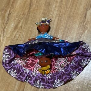 Vintage Caribbean 14" Handmade Reversible Topsy Turvy Doll, St John USVI